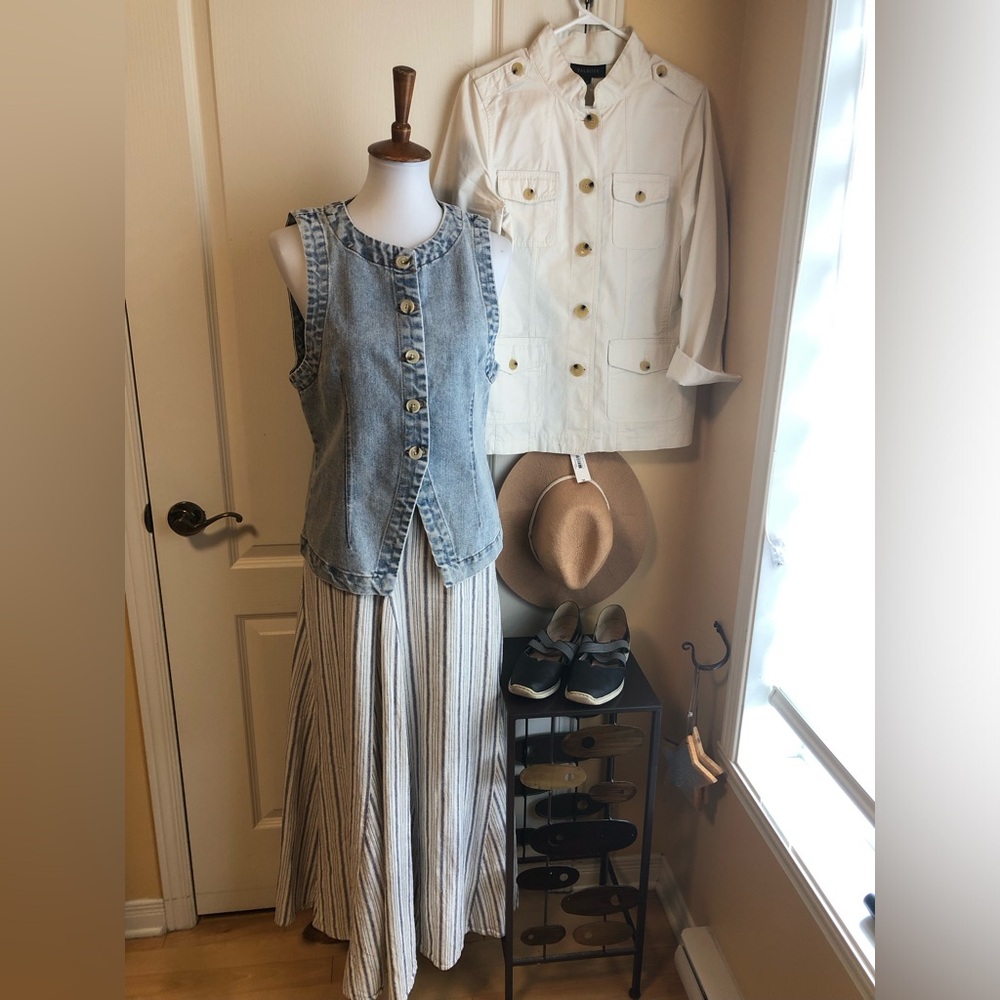 Kenar striped linen blend maxi flowy tulip skirt